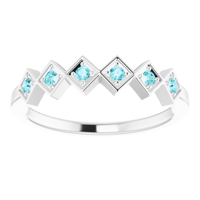 Platinum Natural Blue Zircon Stackable Ring