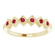14K Yellow Lab-Grown Ruby Stackable Ring