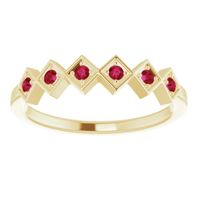 14K Yellow Lab-Grown Ruby Stackable Ring