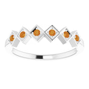 14K White Natural Citrine Stackable Ring