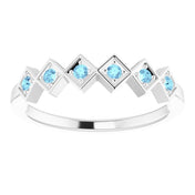 Sterling Silver Natural Aquamarine Stackable Ring