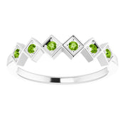 14K White Natural Peridot Stackable Ring