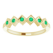 14K Yellow Natural Emerald Stackable Ring