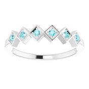 Sterling Silver Natural Blue Zircon Stackable Ring
