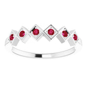 Sterling Silver Natural Ruby Stackable Ring
