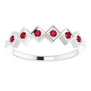 Sterling Silver Natural Ruby Stackable Ring