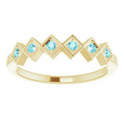 14K Yellow Natural Blue Zircon Stackable Ring