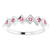 Platinum Natural Pink Tourmaline Stackable Ring