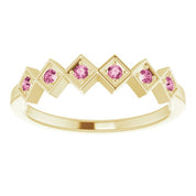 14K Yellow Natural Pink Tourmaline Stackable Ring