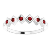 14K White Natural Mozambique Garnet Stackable Ring
