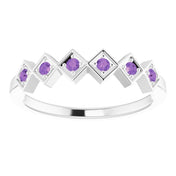 Platinum Natural Amethyst Stackable Ring