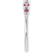 Sterling Silver Natural Pink Tourmaline Bezel-Set Ring