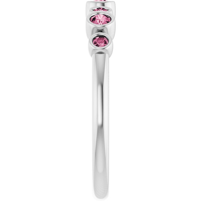Sterling Silver Natural Pink Tourmaline Bezel-Set Ring