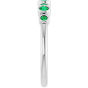Sterling Silver Lab-Grown Emerald Bezel-Set Ring