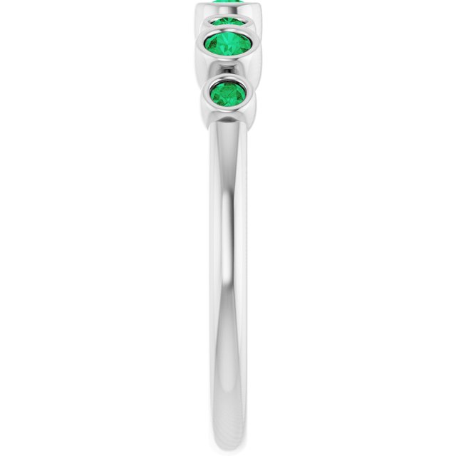 Sterling Silver Lab-Grown Emerald Bezel-Set Ring