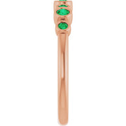 14K Rose Lab-Grown Emerald Bezel-Set Ring