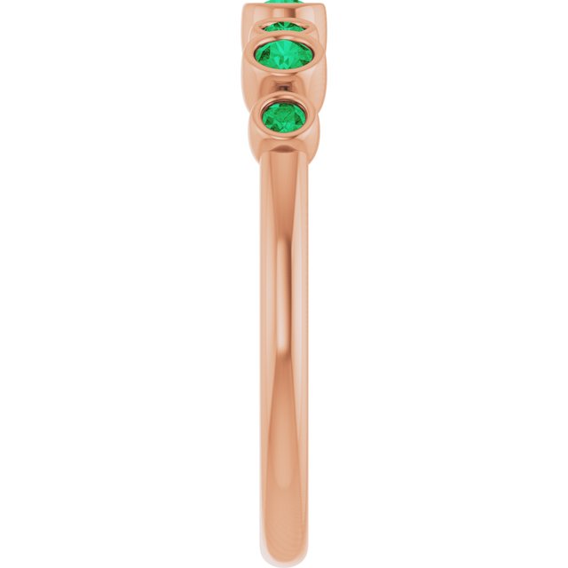 14K Rose Lab-Grown Emerald Bezel-Set Ring