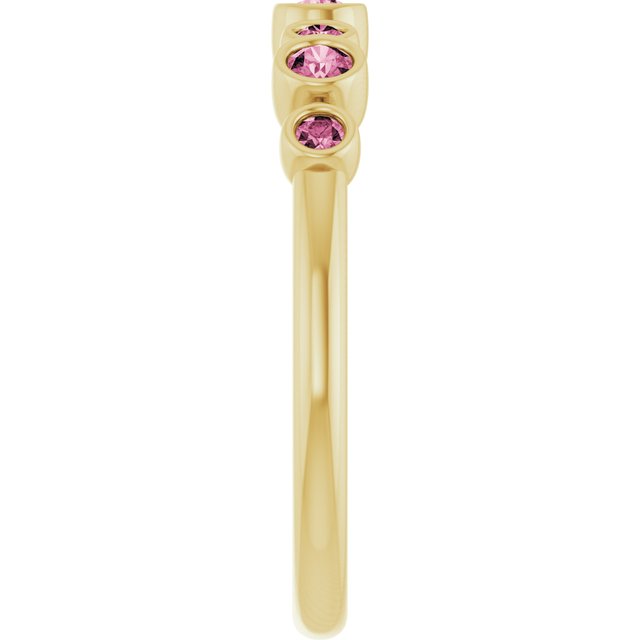 14K Yellow Natural Pink Tourmaline Bezel-Set Ring