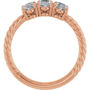 14K Rose 3 CTW Lab-Grown Diamond Three-Stone Ring