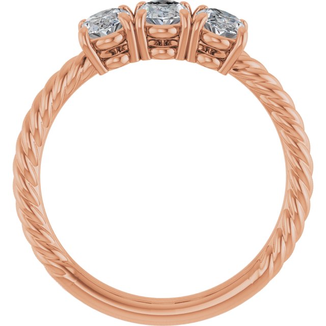 14K Rose 3 CTW Lab-Grown Diamond Three-Stone Ring