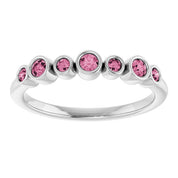 Sterling Silver Natural Pink Tourmaline Bezel-Set Ring