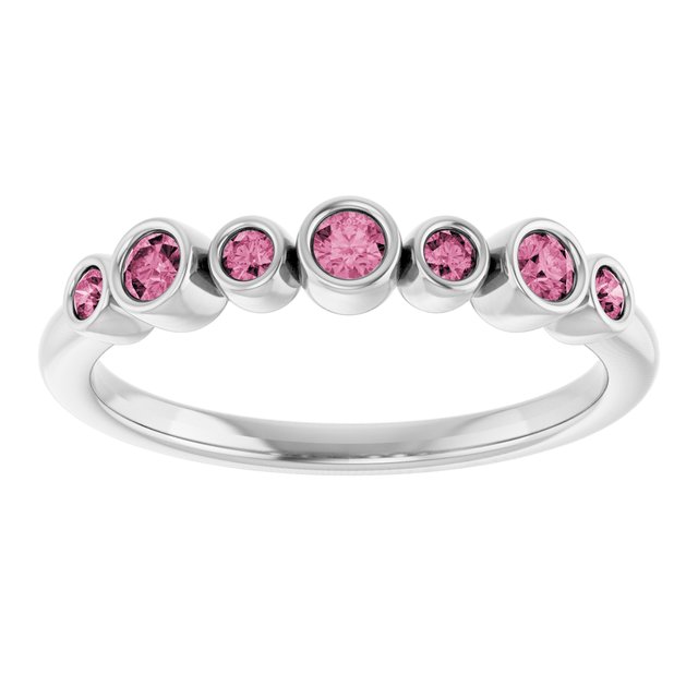 Sterling Silver Natural Pink Tourmaline Bezel-Set Ring