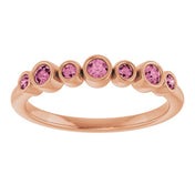 14K Rose Natural Pink Tourmaline Bezel-Set Ring