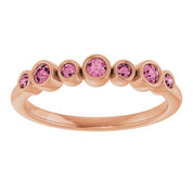 14K Rose Natural Pink Tourmaline Bezel-Set Ring