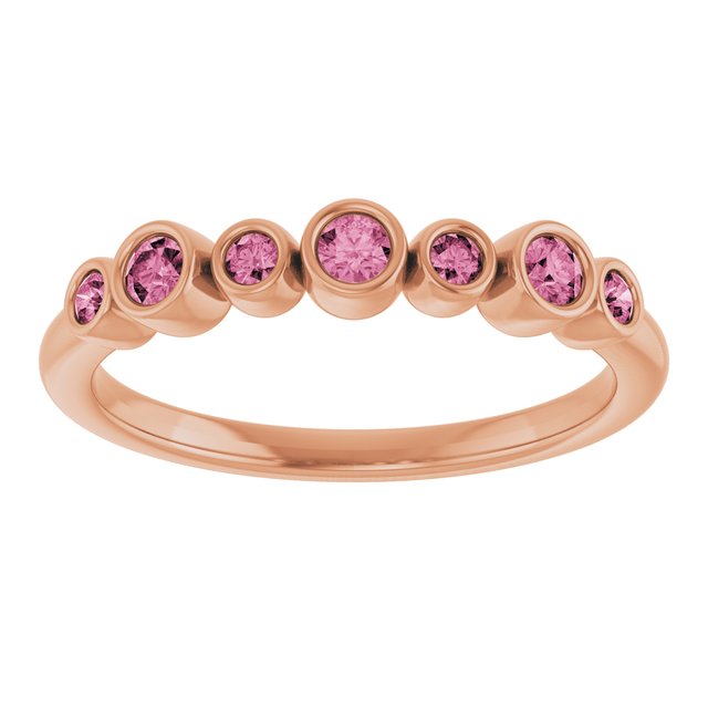 14K Rose Natural Pink Tourmaline Bezel-Set Ring