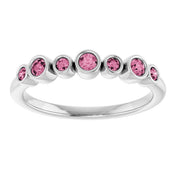 14K White Natural Pink Tourmaline Bezel-Set Ring