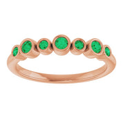 14K Rose Lab-Grown Emerald Bezel-Set Ring