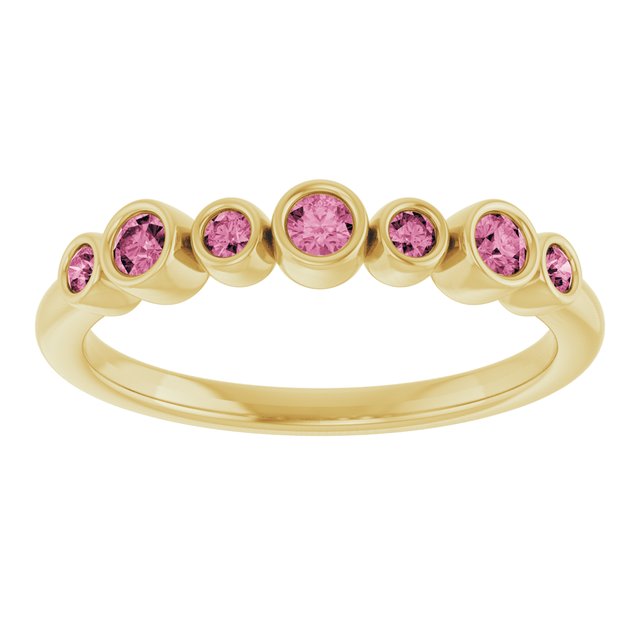 14K Yellow Natural Pink Tourmaline Bezel-Set Ring