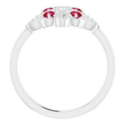Platinum Natural Ruby & 1/8 CTW Natural Diamond Semi-Set Clover Ring