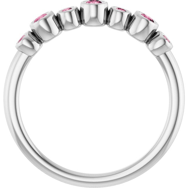 Sterling Silver Natural Pink Tourmaline Bezel-Set Ring