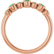 14K Rose Lab-Grown Emerald Bezel-Set Ring