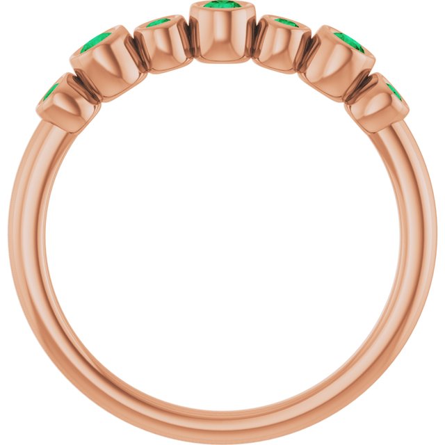 14K Rose Lab-Grown Emerald Bezel-Set Ring