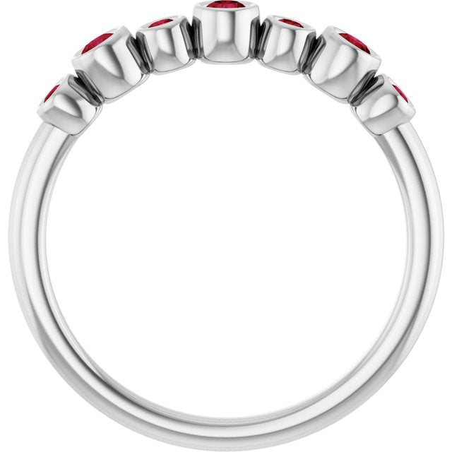 Color Stone Anniversary Band With Bezel-Set Gemstones Series 71924