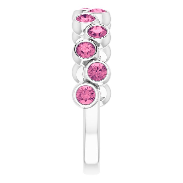 Abstract Bubble Pattern Gemstone Anniversary Band Bezel-Set Ring series 71894