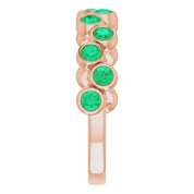 14K Rose Lab-Grown Emerald Bezel-Set Ring