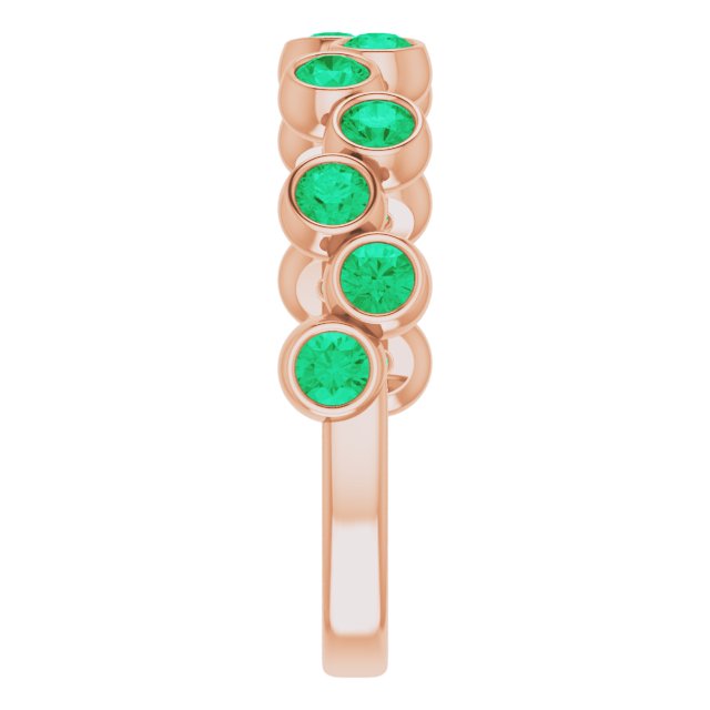 14K Rose Lab-Grown Emerald Bezel-Set Ring