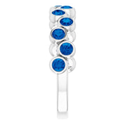 14K White Lab-Grown Blue Sapphire Bezel-Set Ring