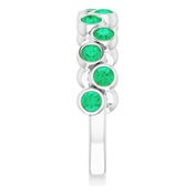 Sterling Silver Lab-Grown Emerald Bezel-Set Ring