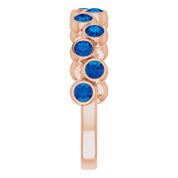14K Rose Lab-Grown Blue Sapphire Bezel-Set Ring