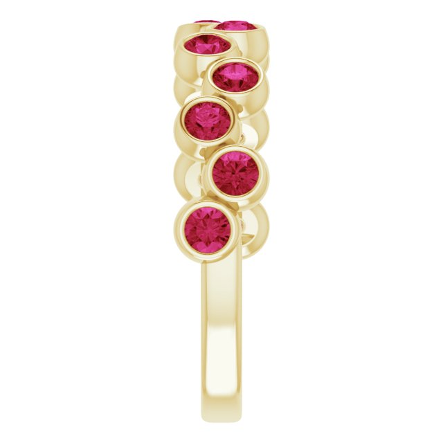 Abstract Bubble Pattern Gemstone Anniversary Band Bezel-Set Ring series 71894