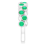 14K White Lab-Grown Emerald Bezel-Set Ring