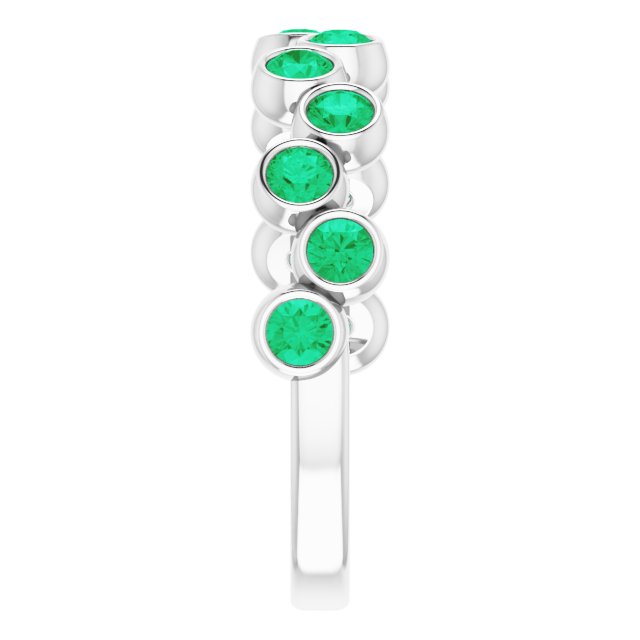14K White Lab-Grown Emerald Bezel-Set Ring