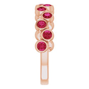 Abstract Bubble Pattern Gemstone Anniversary Band Bezel-Set Ring series 71894