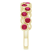 Abstract Bubble Pattern Gemstone Anniversary Band Bezel-Set Ring series 71894