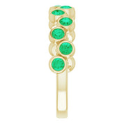 14K Yellow Lab-Grown Emerald Bezel-Set Ring