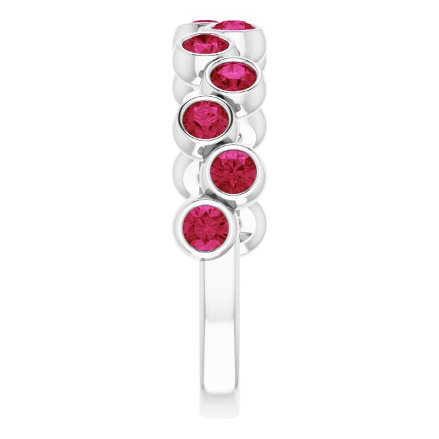 Abstract Bubble Pattern Gemstone Anniversary Band Bezel-Set Ring series 71894